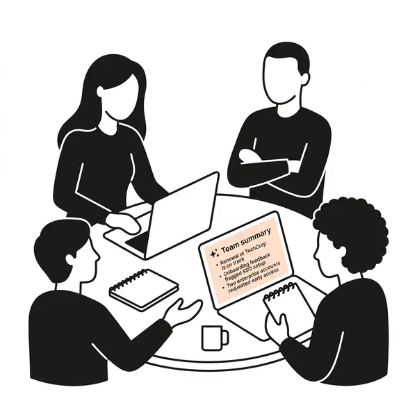 Three colleagues collaborating around a table during an AI working session