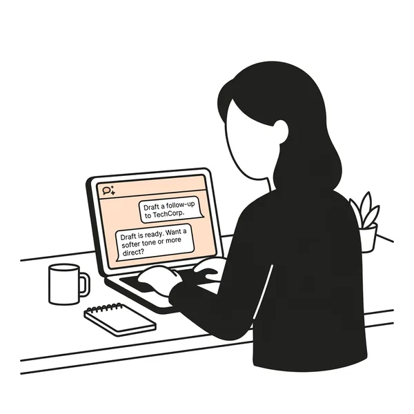 A person working at a laptop on an AI task at their desk
